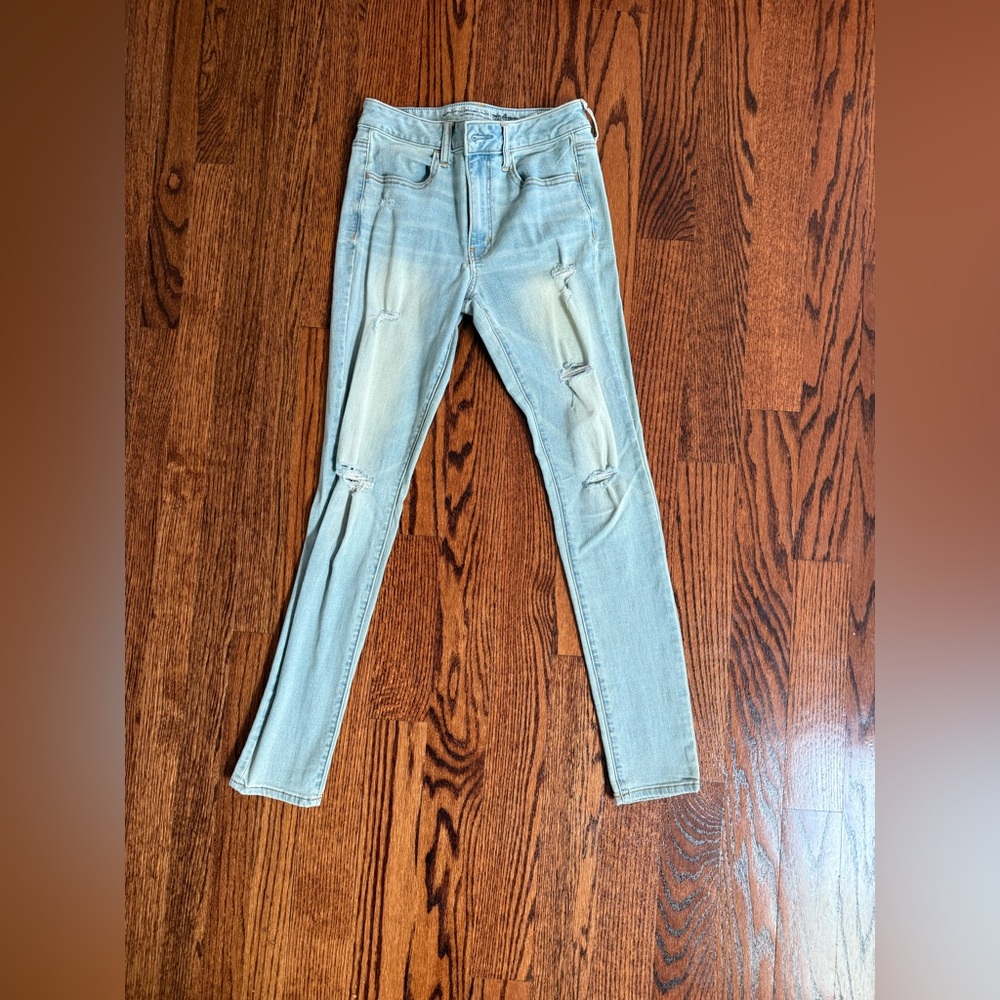 American Eagle hi rise stretch ripped jeans